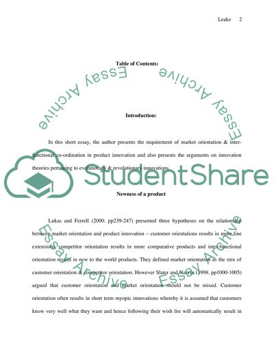 Product and Evolutionary & Revolutionary Innovations