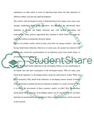 Small Scales Industries in Developing Nations
