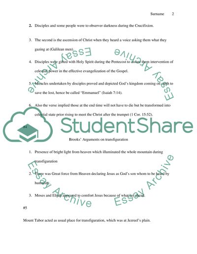 Brooks Arguments on Transfiguration, Pharisees Yeast