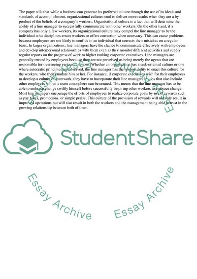 The Impact that Line Managers have on Organisational Performance