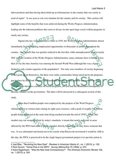 The New Deal, specifically the works progress administration