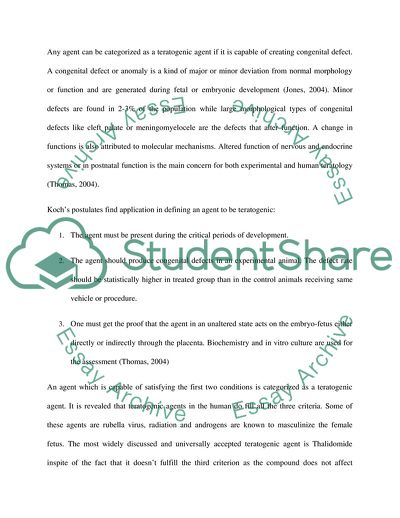 Teratogenic Agents Interrupting the Normal Development of Fetus