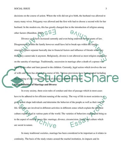 Marriage and Divorce as a Social Issue