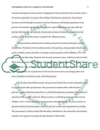 Diversification of Albertas Economy