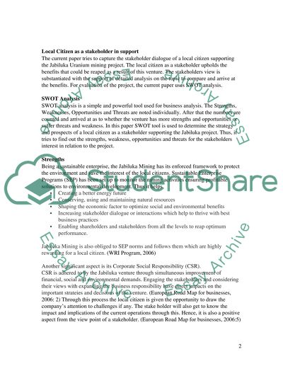 The Jabiluka Uranium Mining Project