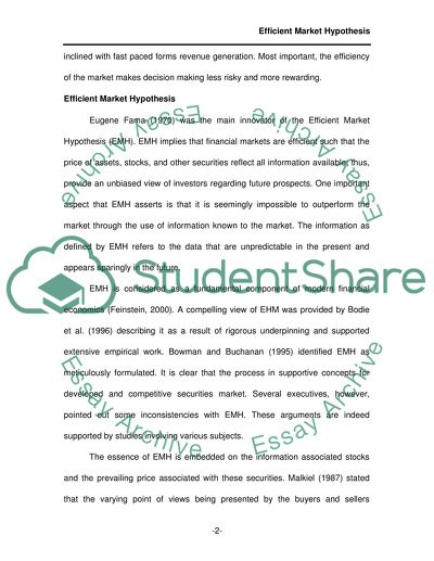 Definition of Efficient Market Hypothesis
