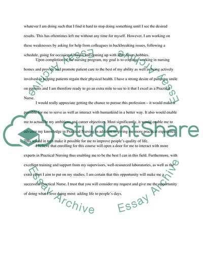Letter of Intent for Becoming a Practical Nurse