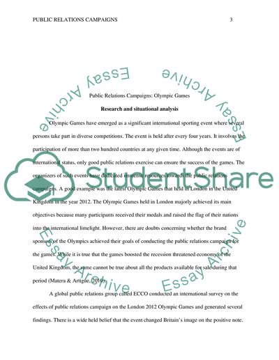 Public Relations Campaign of the Olympics