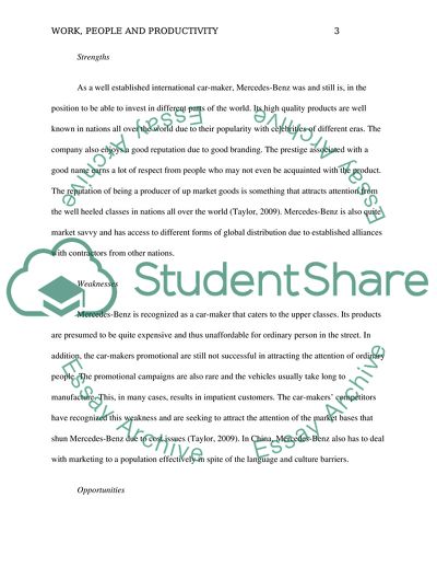 Work, People and Productivity - Mercedes-Benz