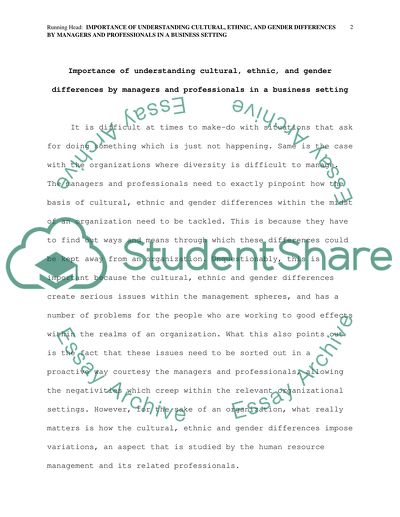 Importance of Understanding Differences by Managers in a Business Setting