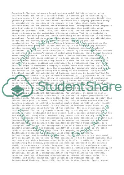 BUSINESS MODELS AND PLANNING