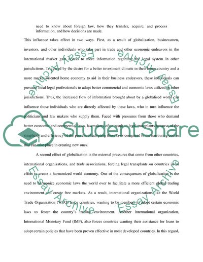 Legal Transplants in Todays Global World