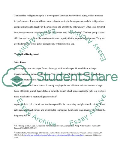 Solar pawered heat pump