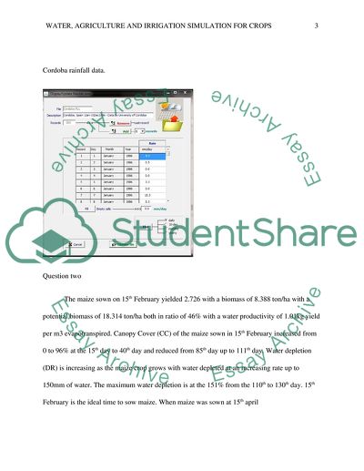 Water, Agriculture and Irrigation Simulation for CROPS