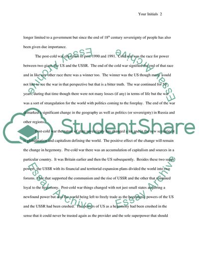 To What Extent Has the Nature of State Sovereignty Changed in the Post-Cold War Era