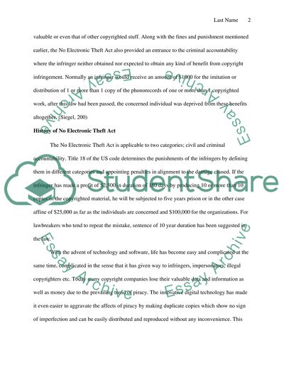 The NET (No Electronic Theft) Act: Criminal Copyright Infringement