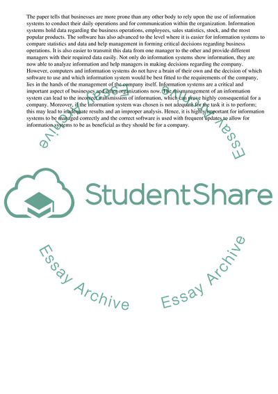 Contribution of Management of Information Systems to Information Systems