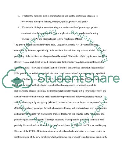 Biologic Manufacturing and the FDA