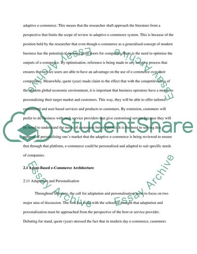 Adaptive E-commerce System