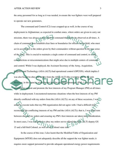 Five Key Issues Encountered, and Lessons Learnt from Tour in Afghanistan