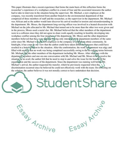 Development of Conflict between Members of a Small Team and the Measures Taken To Solve the Impasse