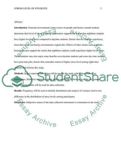 Stress/Anxiety Levels of Night And Day Time College Students