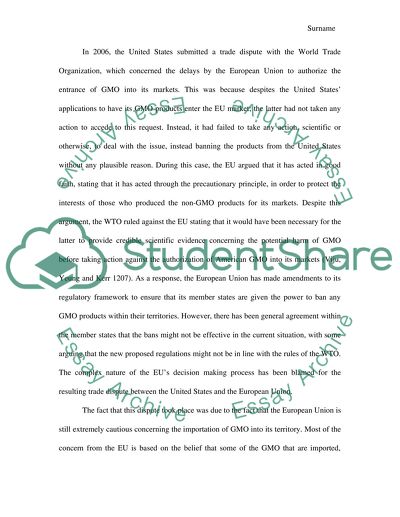 Genetically Modified Organisms, U.S. and E.U. Trade Dispute