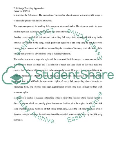 Folk Songs Teaching Approaches