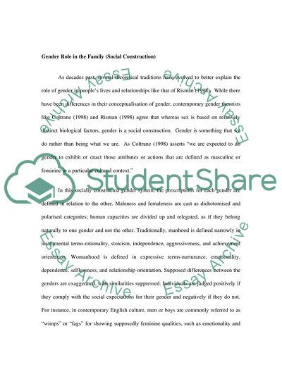 Role of Gender in Family