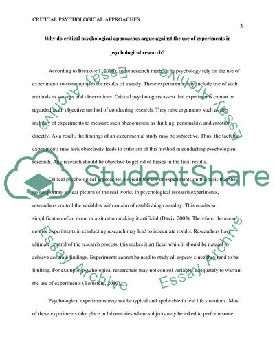 Critical Psychological Aproaches