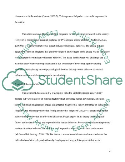 Adolescents TV Watching Is Linked to Violent Behavior