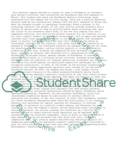 Improving the innovation capability of Blackberry