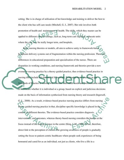 Critique in rehabilitation model of nursing