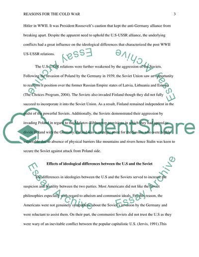 The Reasons for the Cold War after World War II