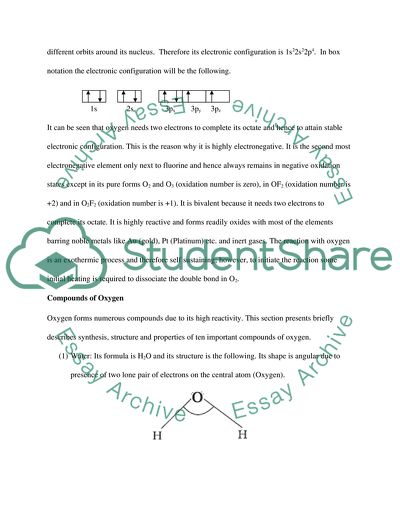 Oxygen the Ubiquitous Element