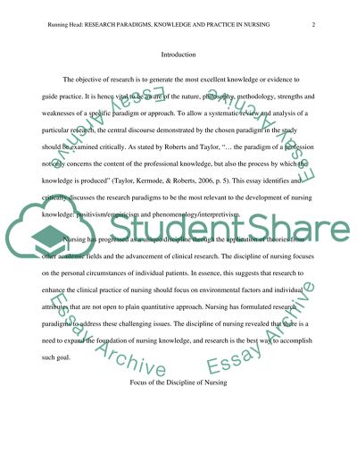 Research Paradigms, Knowledge and Practice in Nursing
