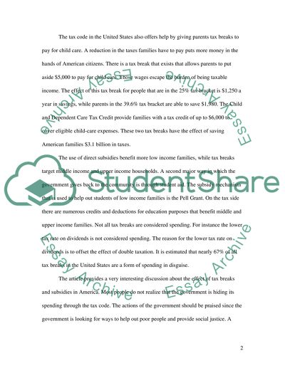 Tax Breaks as Spending