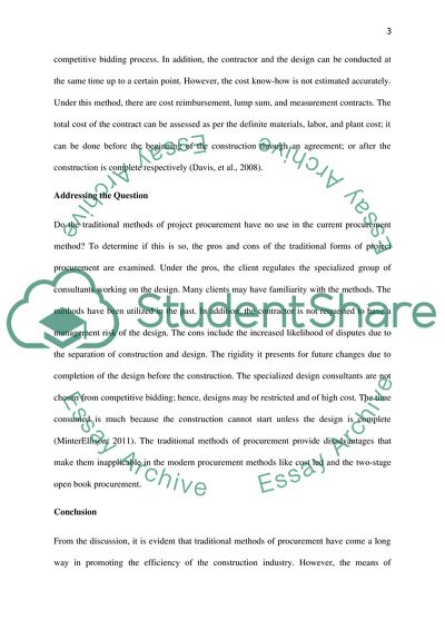 Traditional Methods of Project Procurement