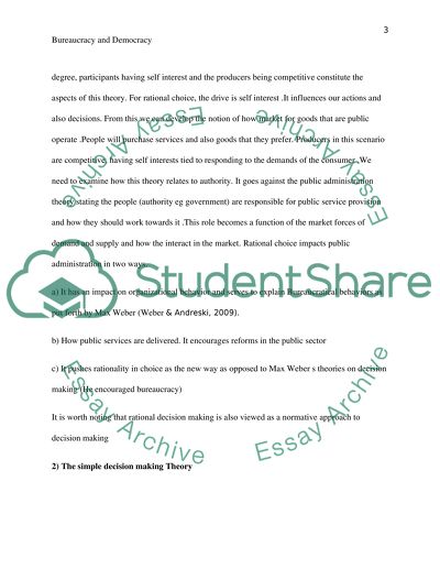 Bureaucracy and Democracy: Rational Choice Theory and The simple Decision-Making Theory