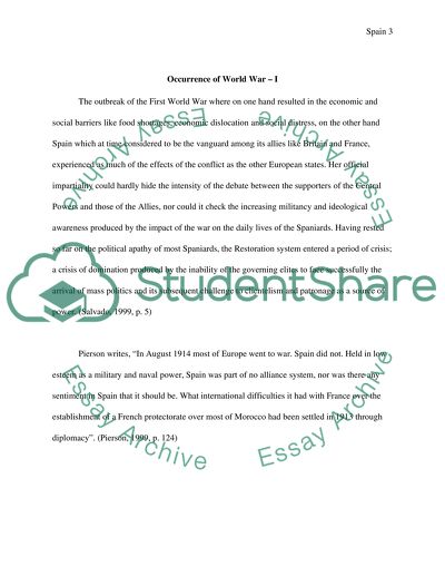 Spanish Imperial Power at the end of World War I