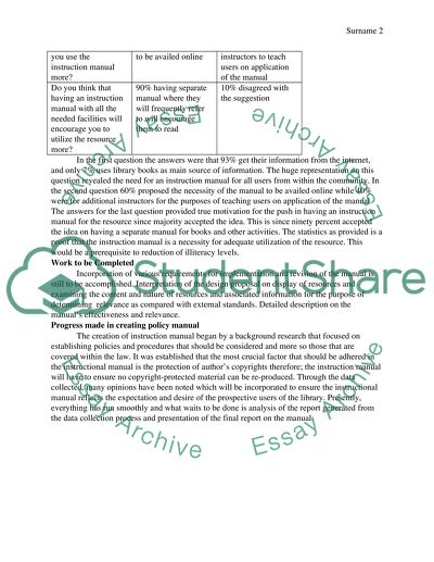 Informal Progress Report