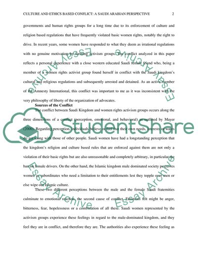 Culture and Ethics Based Conflict - a Saudi Arabian Perspective