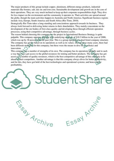 Rio Tintos International Business Strategy