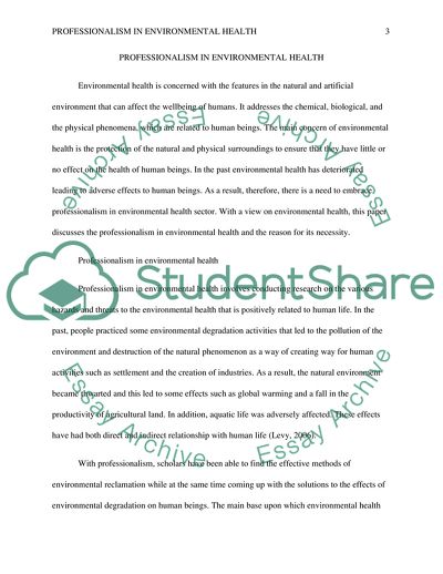 Professionalism in Environmental Public Health