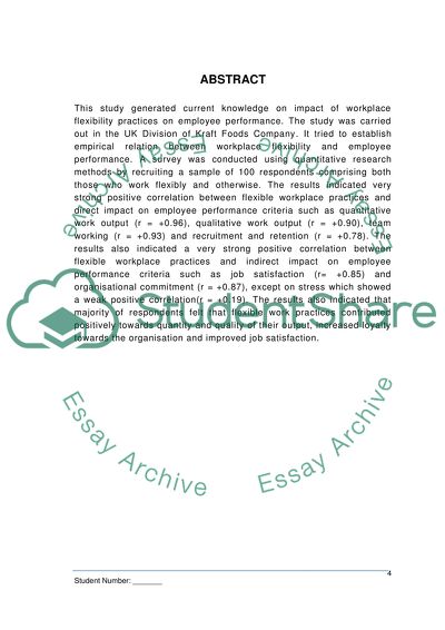 Workplace Flexibility and Employee Performance in Kraft Foods