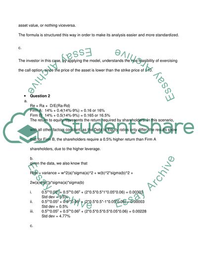 Modern finance assignment