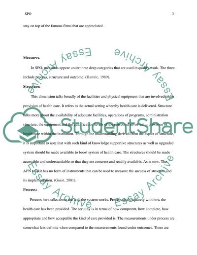 SPO as an Important Aspect in the Provision of Health Care