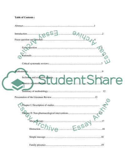Nursing Interventions in the Pain Reduction with the Use of Pharmacological Intervention Procedures