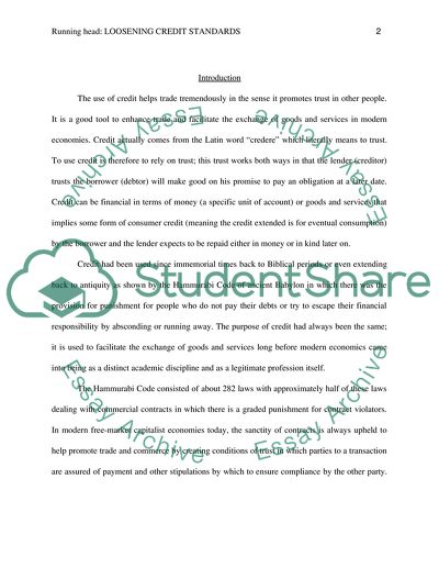 Loosening Credit Sdandards