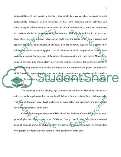 Parenting Plans by Jurisdiction of Hawaii